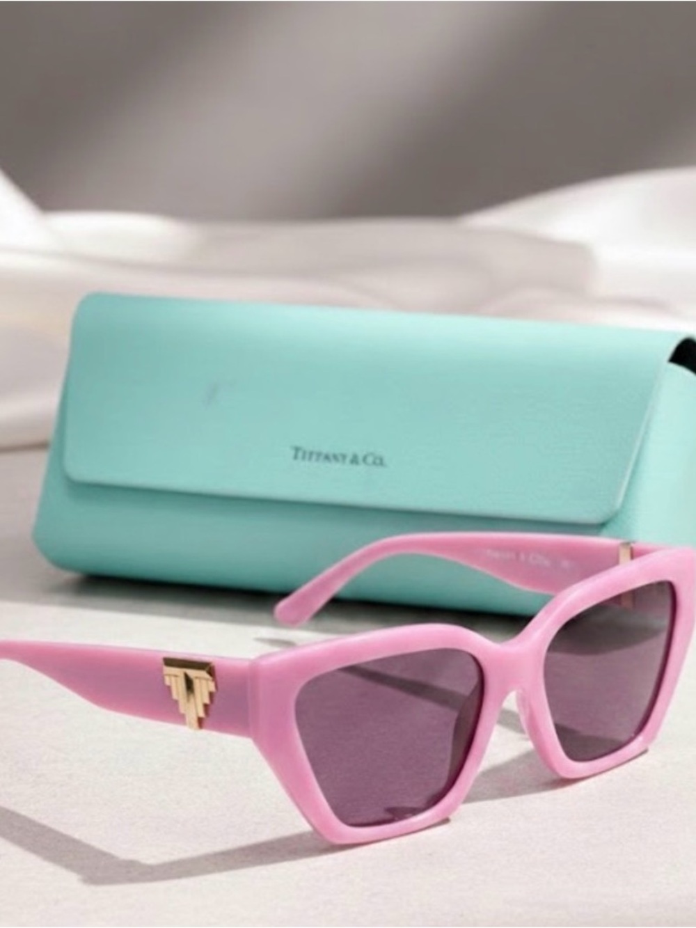 Tiffany & Co. Pink Cat-Eye Sunglasses with Gold Accent